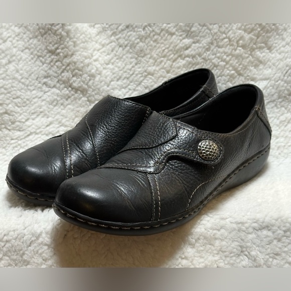 Clark’s Bendables Women Black Leather Loafers Slip On Shoes Size 9M - Picture 5 of 10
